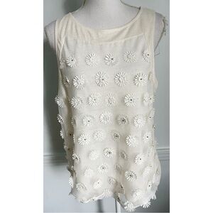 Ann Taylor • Cream Ivory Floral Appliqué Tank Top